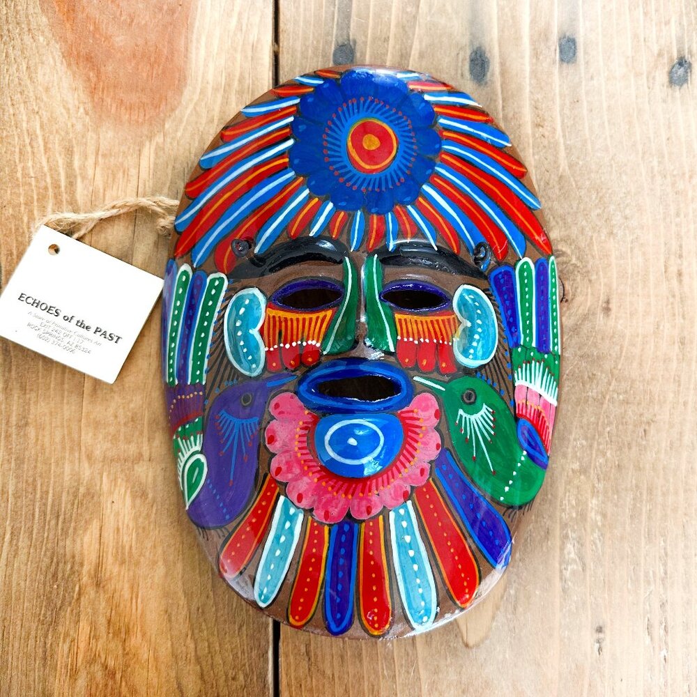 NWT Echoes of the Past Hand Painted‎ Clay Fiesta Mask Guerrero Mexico Artist